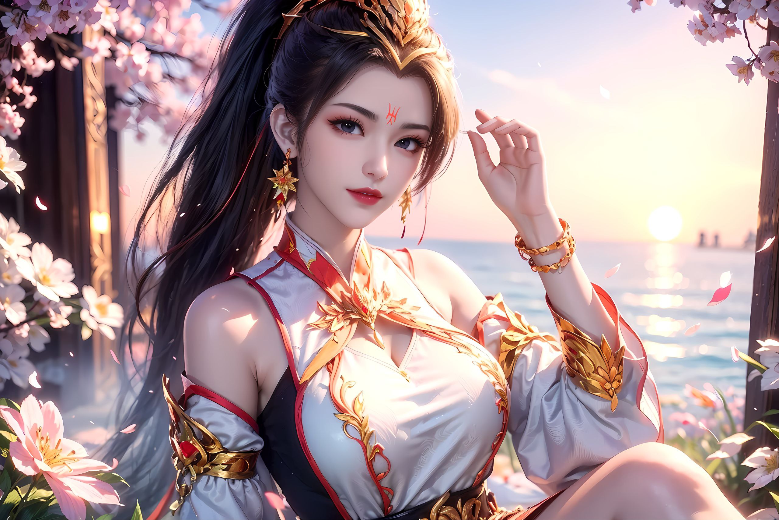 她通过在线